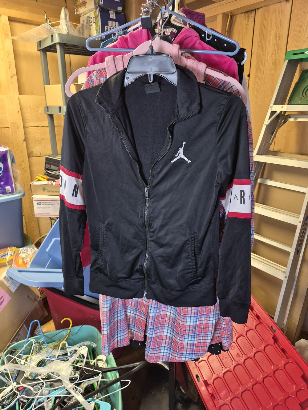 Jordan Men’s Black Track Jacket with Red Accent Bin 66
